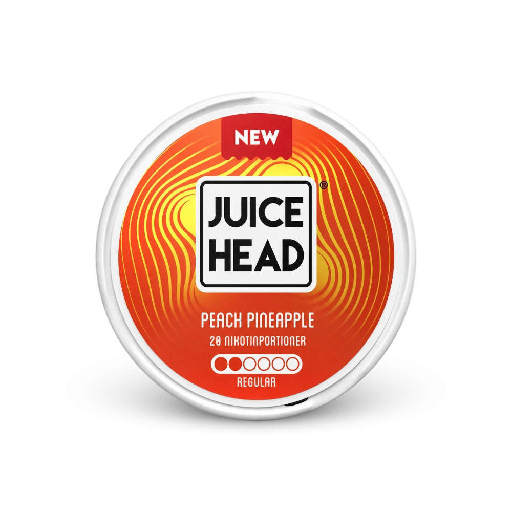 Juice Head nikotinové sáčky Peach Pineapple Slim 6 mg – dóza nikotinových sáčků